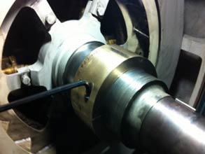 Shaft repaired using Belzona 1111 and a copper former