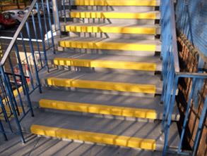 Steps restored with Belzona 4411 (Granogrip) in grey and yellow