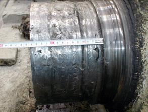 Excessive damage on the shaft of a mill