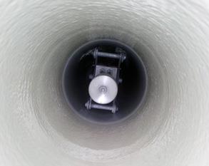 Internal pipe lining in progress using Belzona 1381